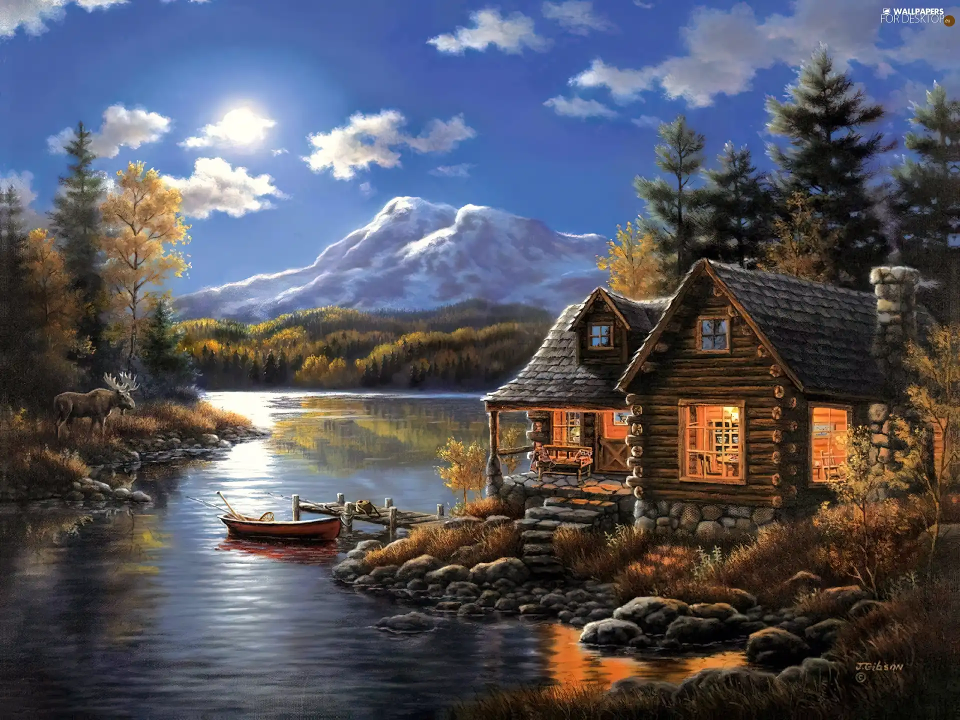 Boat Sun Mountains Lake Houses For Desktop Wallpapers 1920x1440