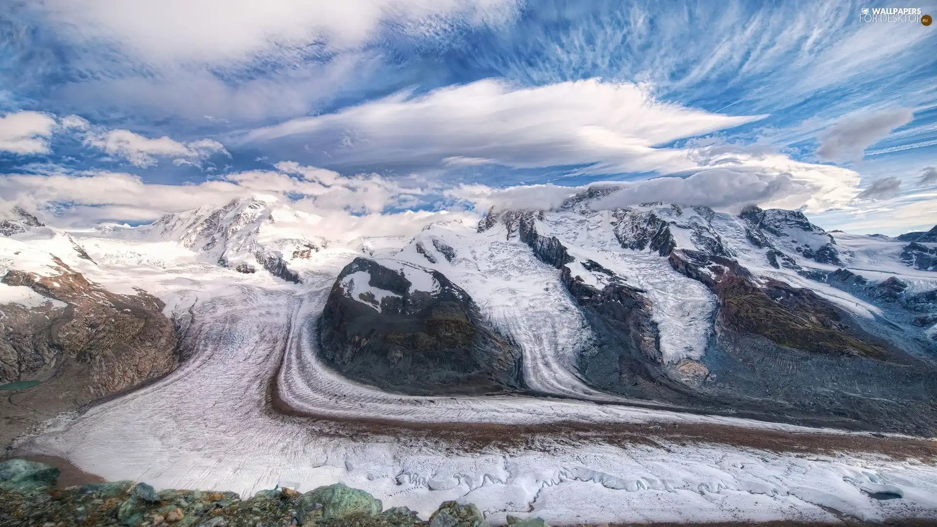 Mountains, clouds