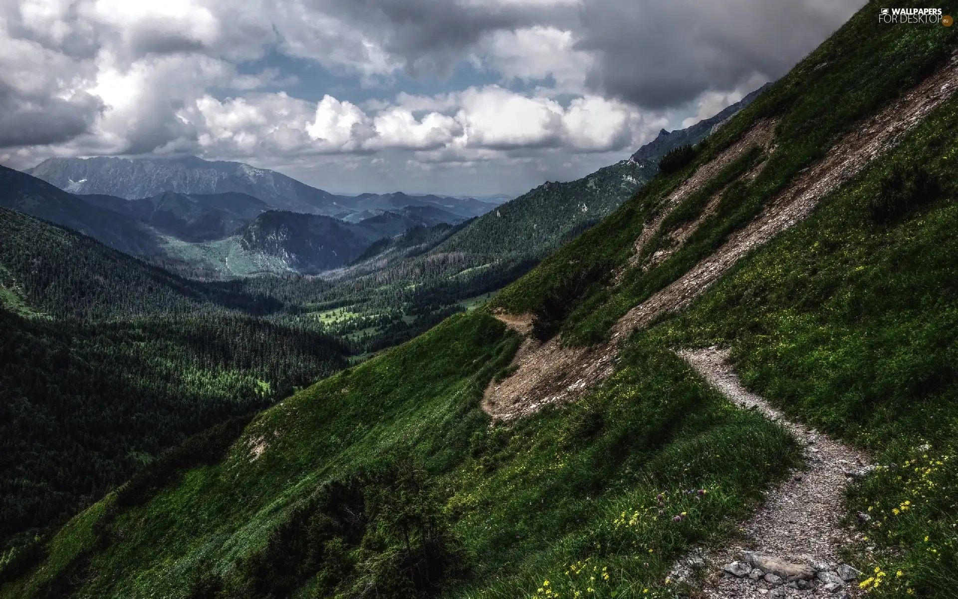 clouds, Mountains, Sky