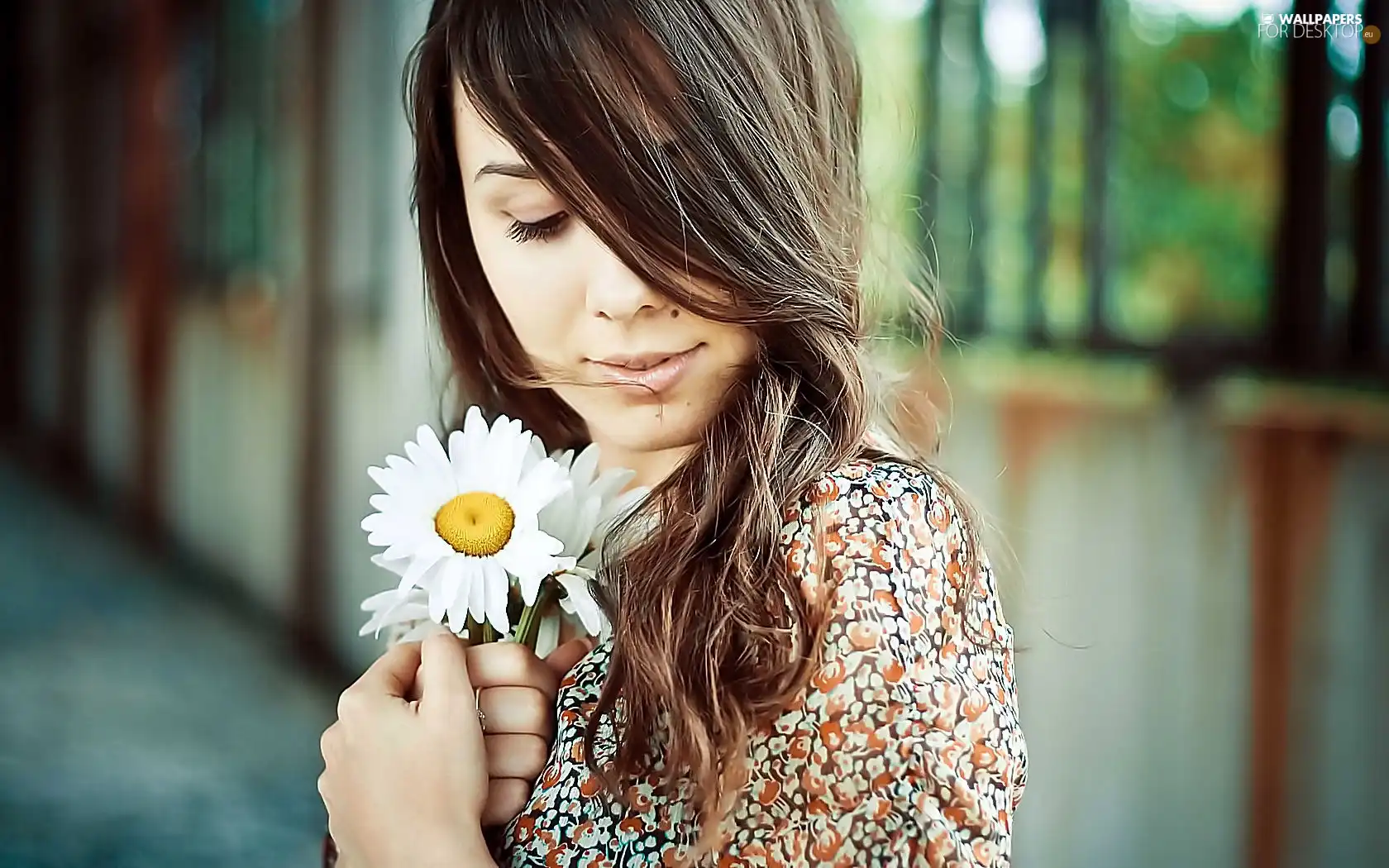 portrait, Women, Colourfull Flowers