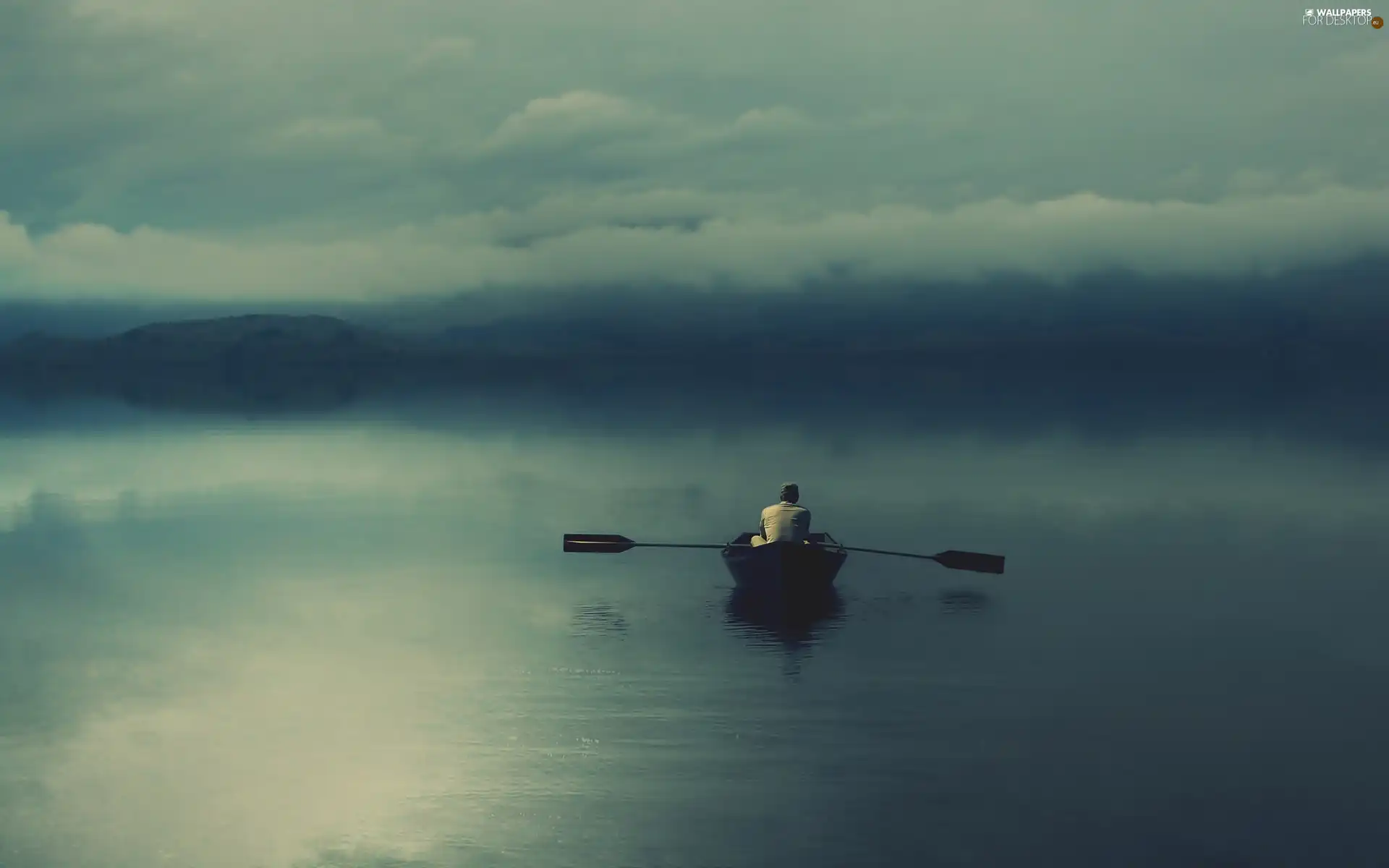 dark, lake, Boat