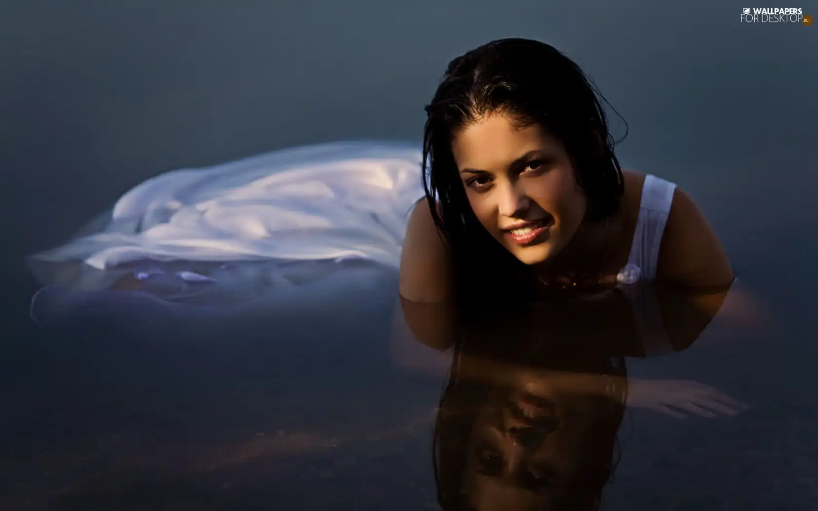 Women, White, dress, water