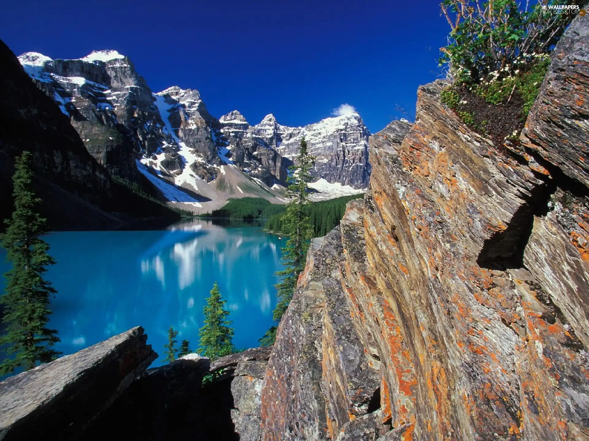 landscape, lake, forest, Mountains