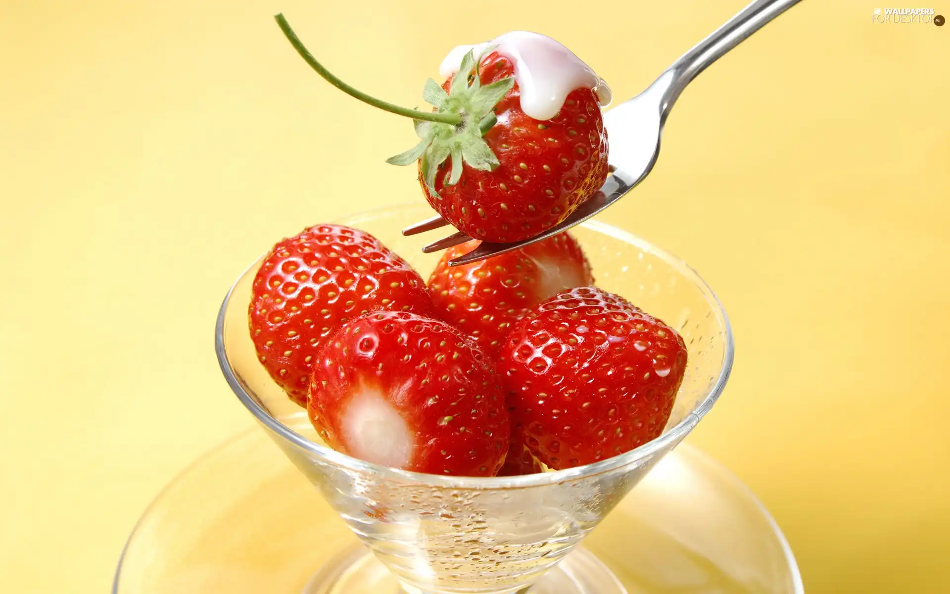 strawberries, fork