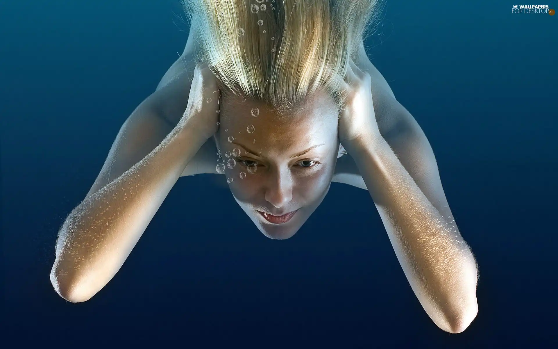 hands, Hair, under, water, Women