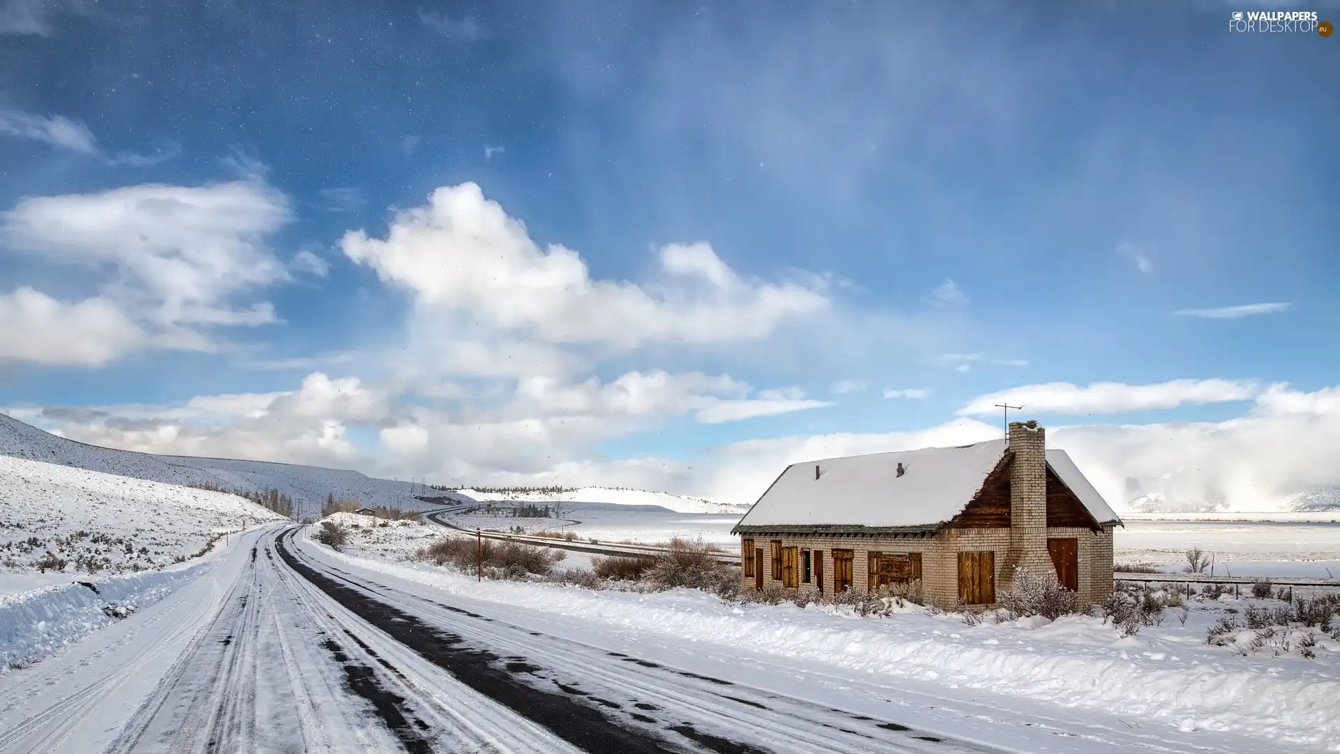 house, Way, snow