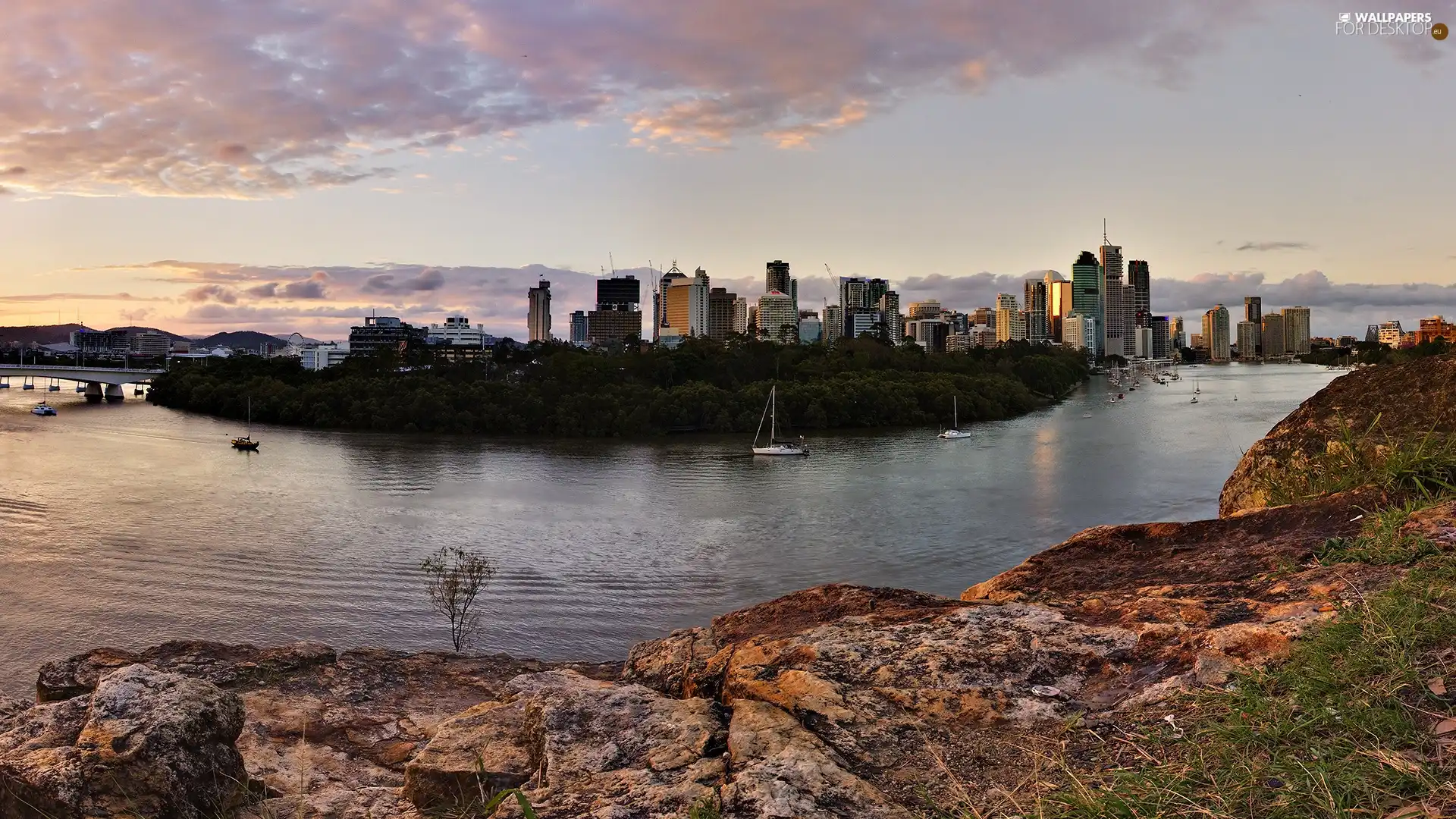 panorama, an, Island, town