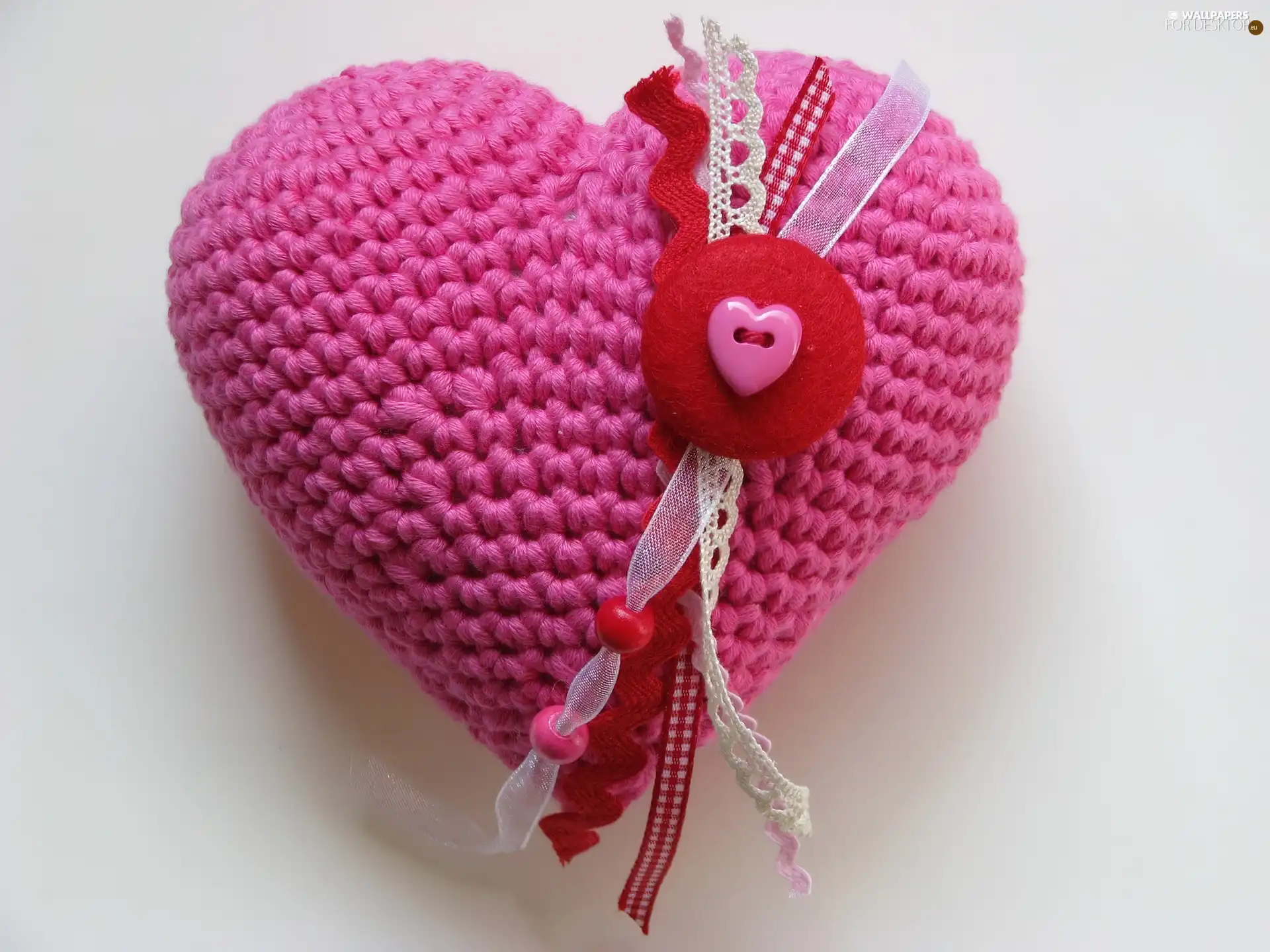 knitted, buttons, lace, Heart teddybear