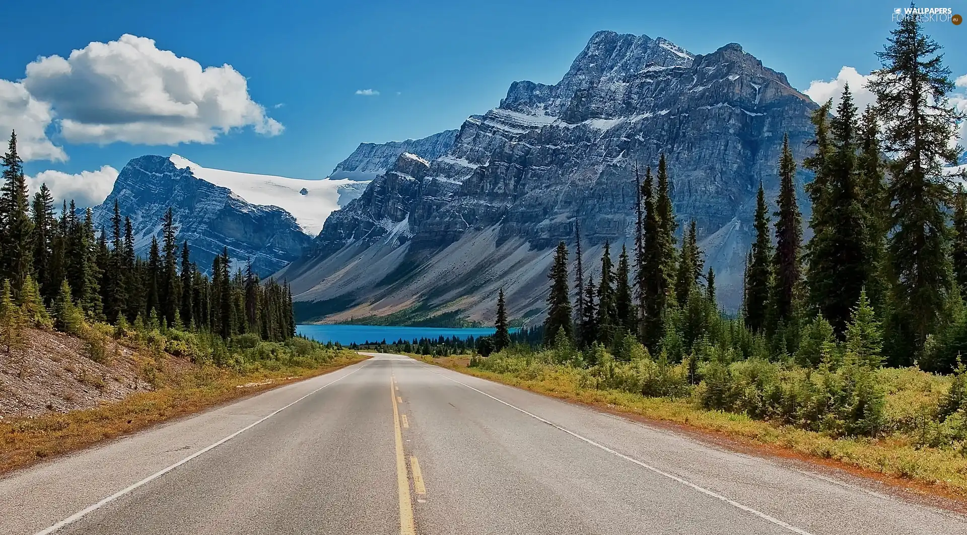 lake, Way, Mountains