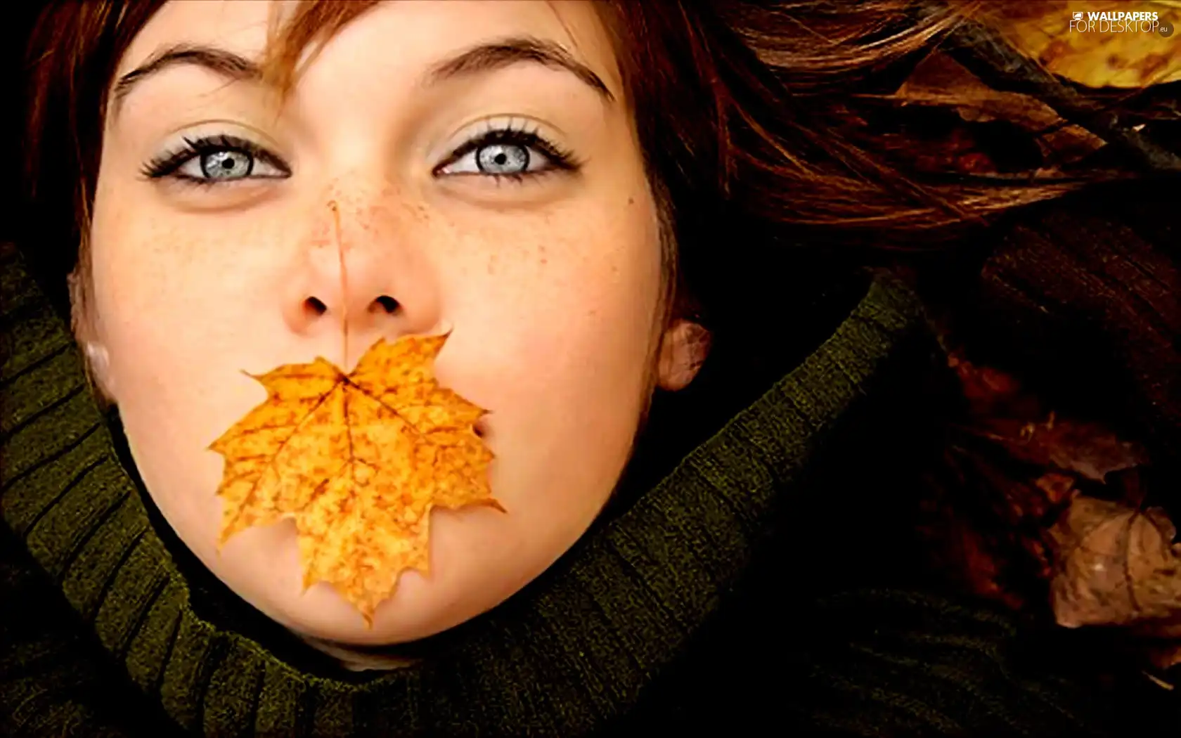 leaf, Women, portrait