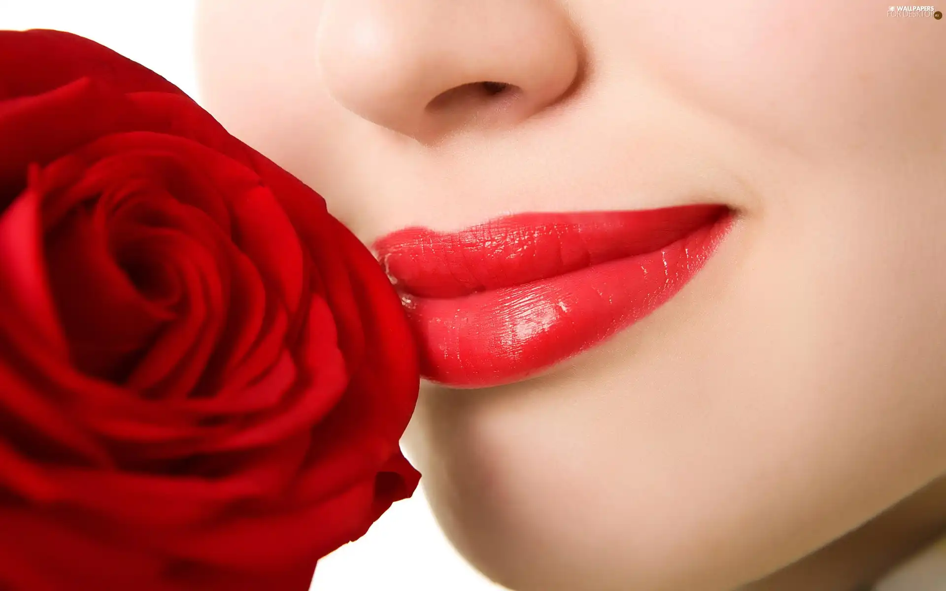 Red, lips, rose, Women, red hot