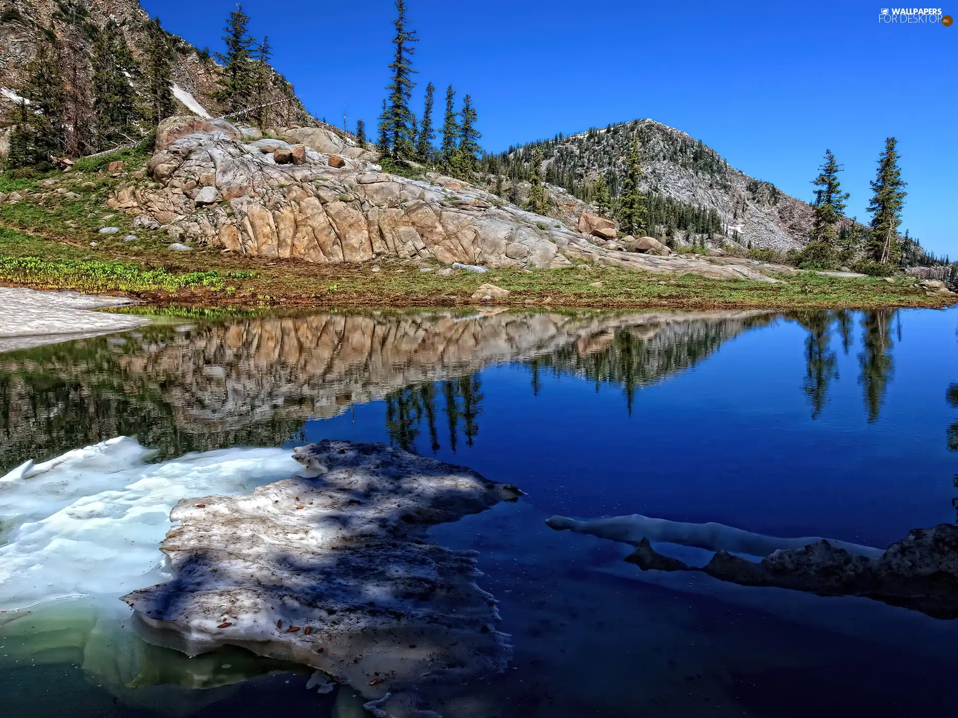 lake, Mountains, reflection, rocks