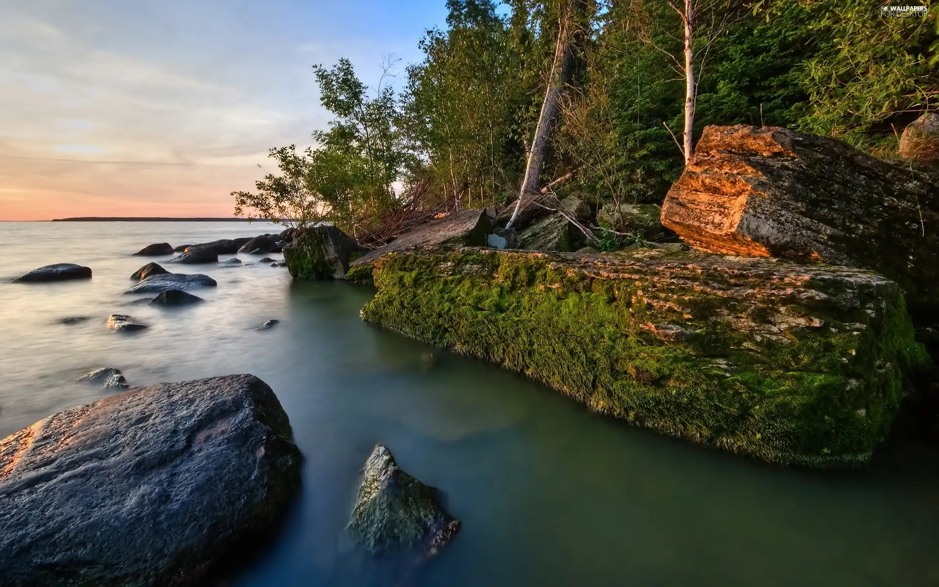 lake, rocks