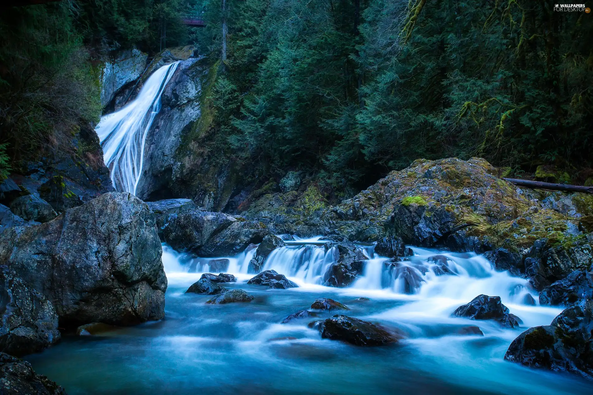 waterfall, rocks