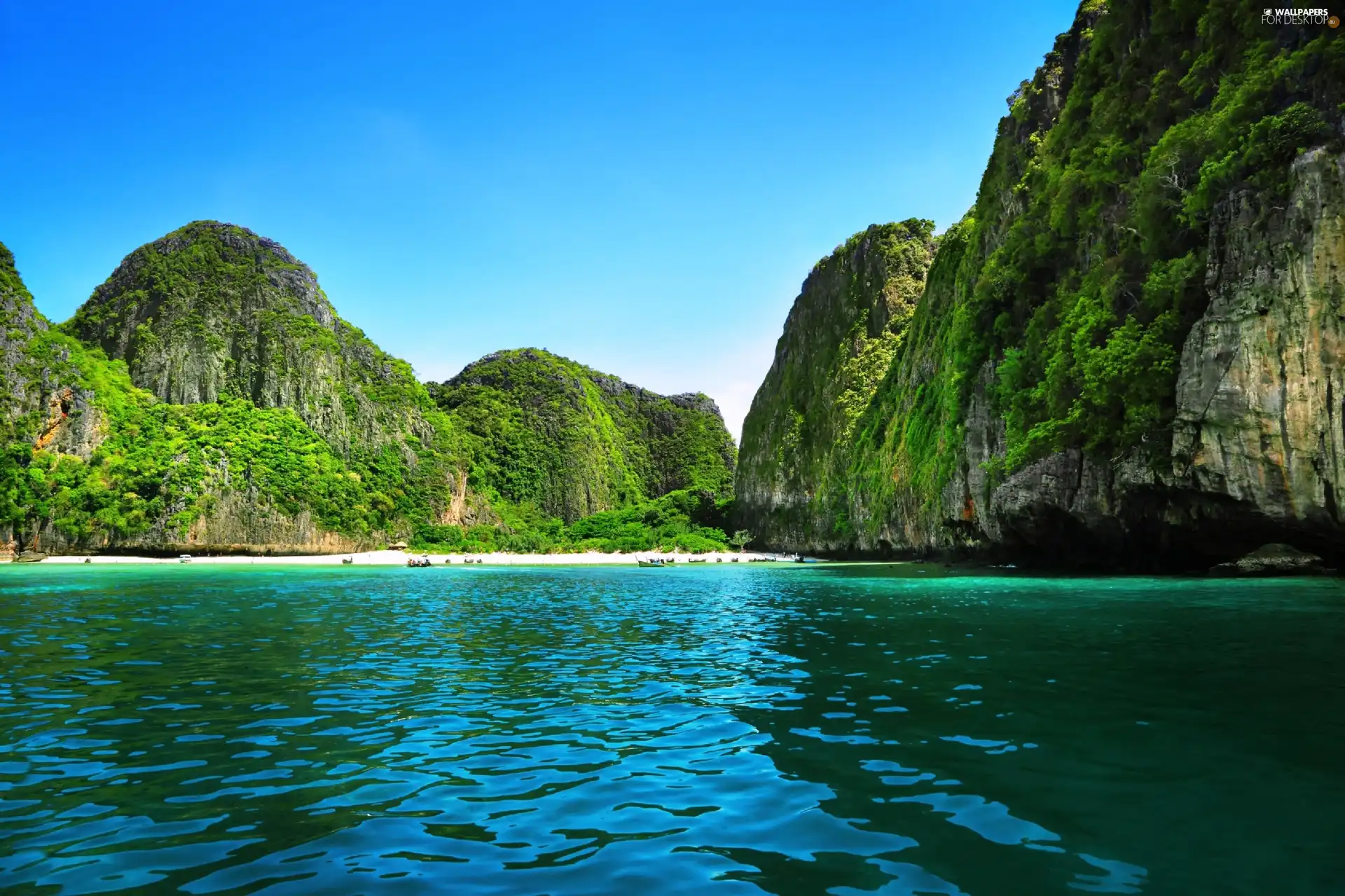 boats, Mountains, Rocky, lake