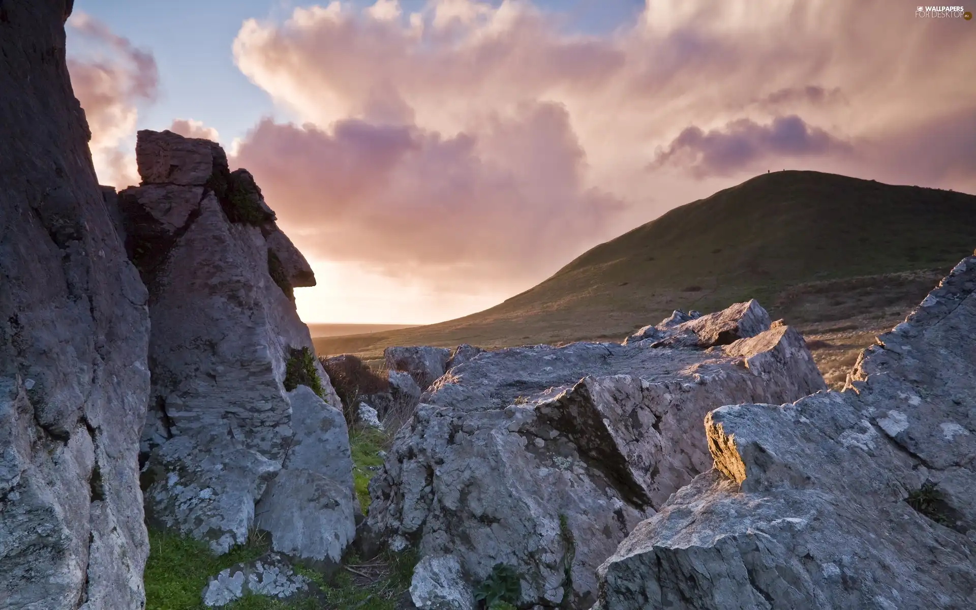 Mountains, Clouds, Sky, rocks