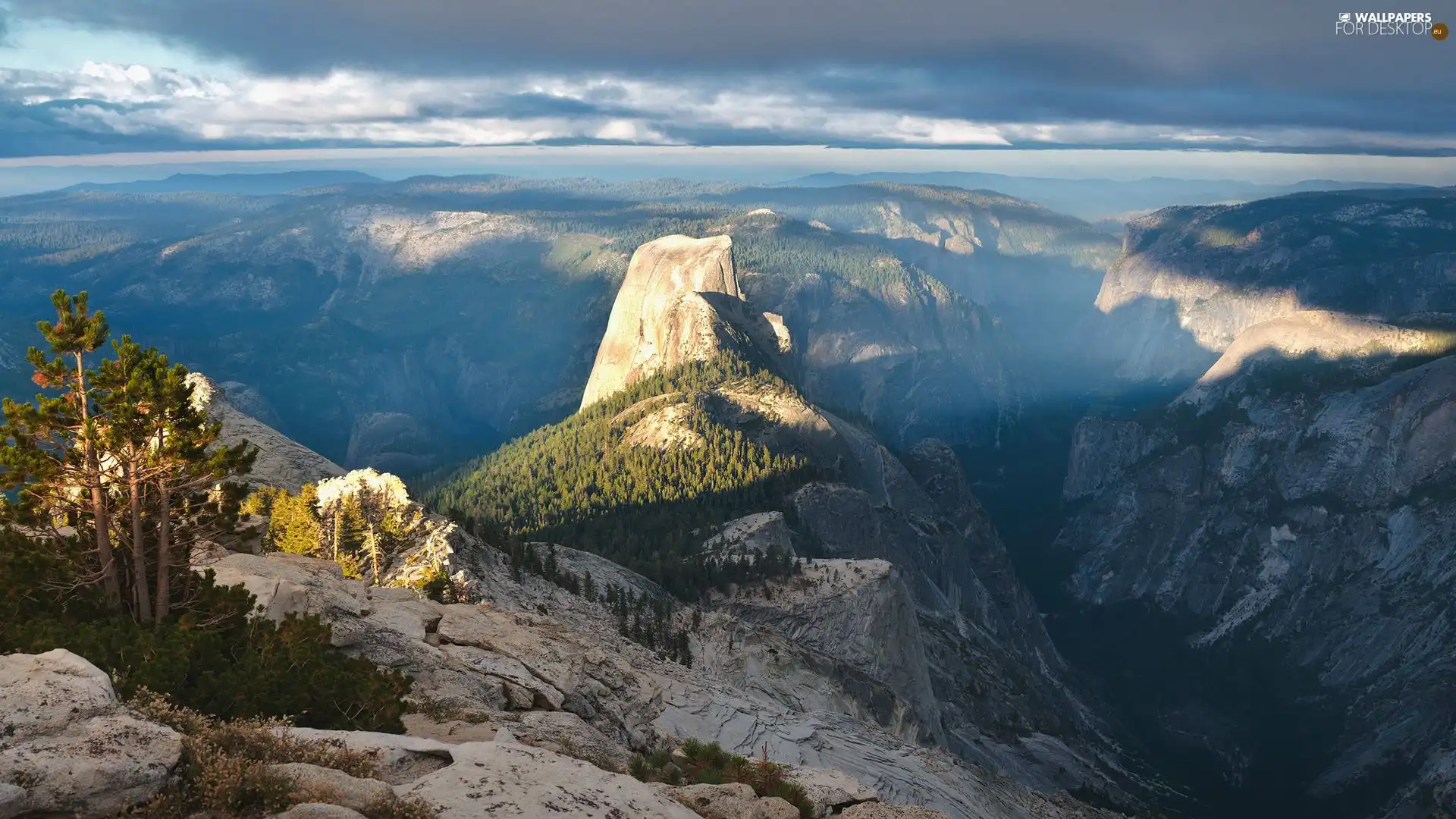 Mountains, viewes, Sky, trees