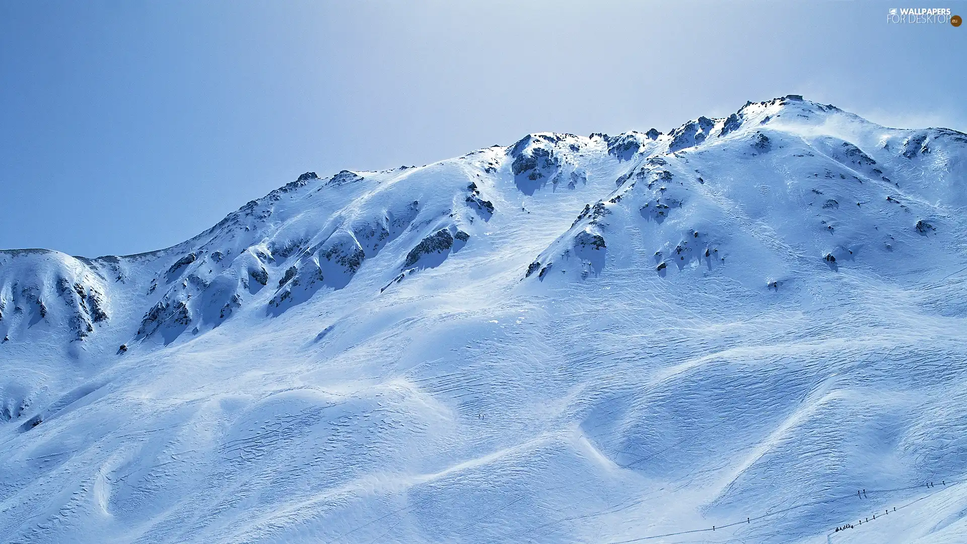 peaks, Covered, snow, mountain - For desktop wallpapers: 1920x1080