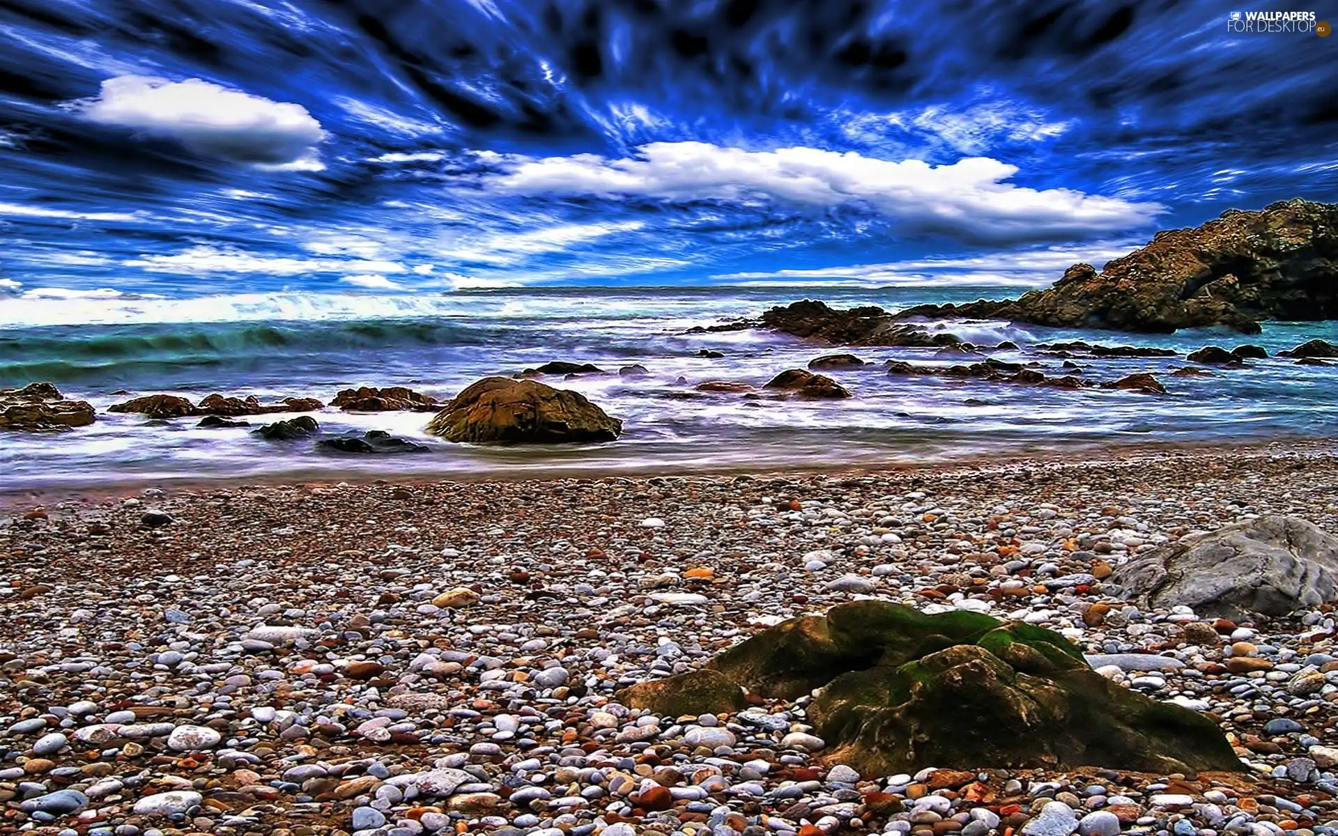 Stones, clouds, sea