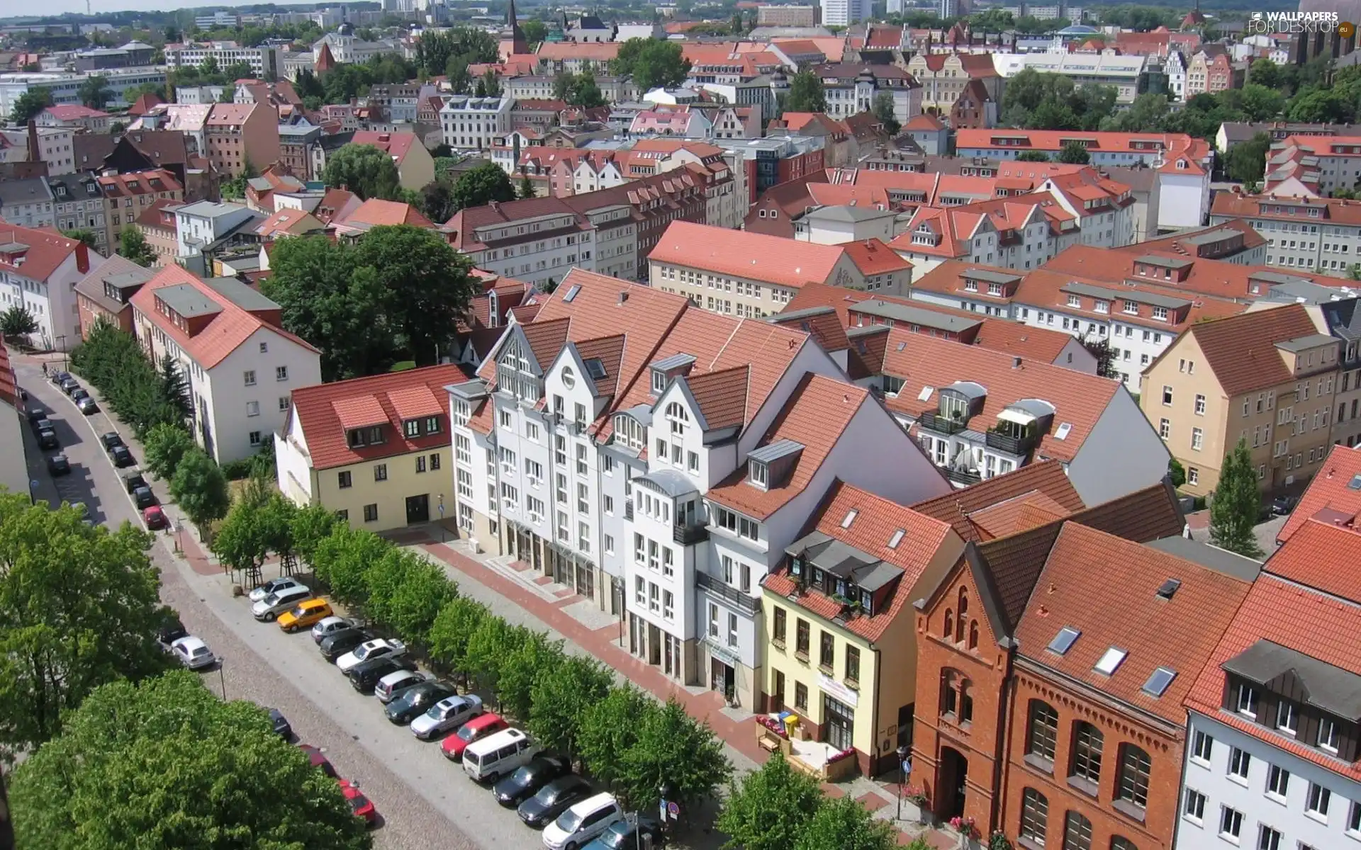 Town, red hot, tile, Houses