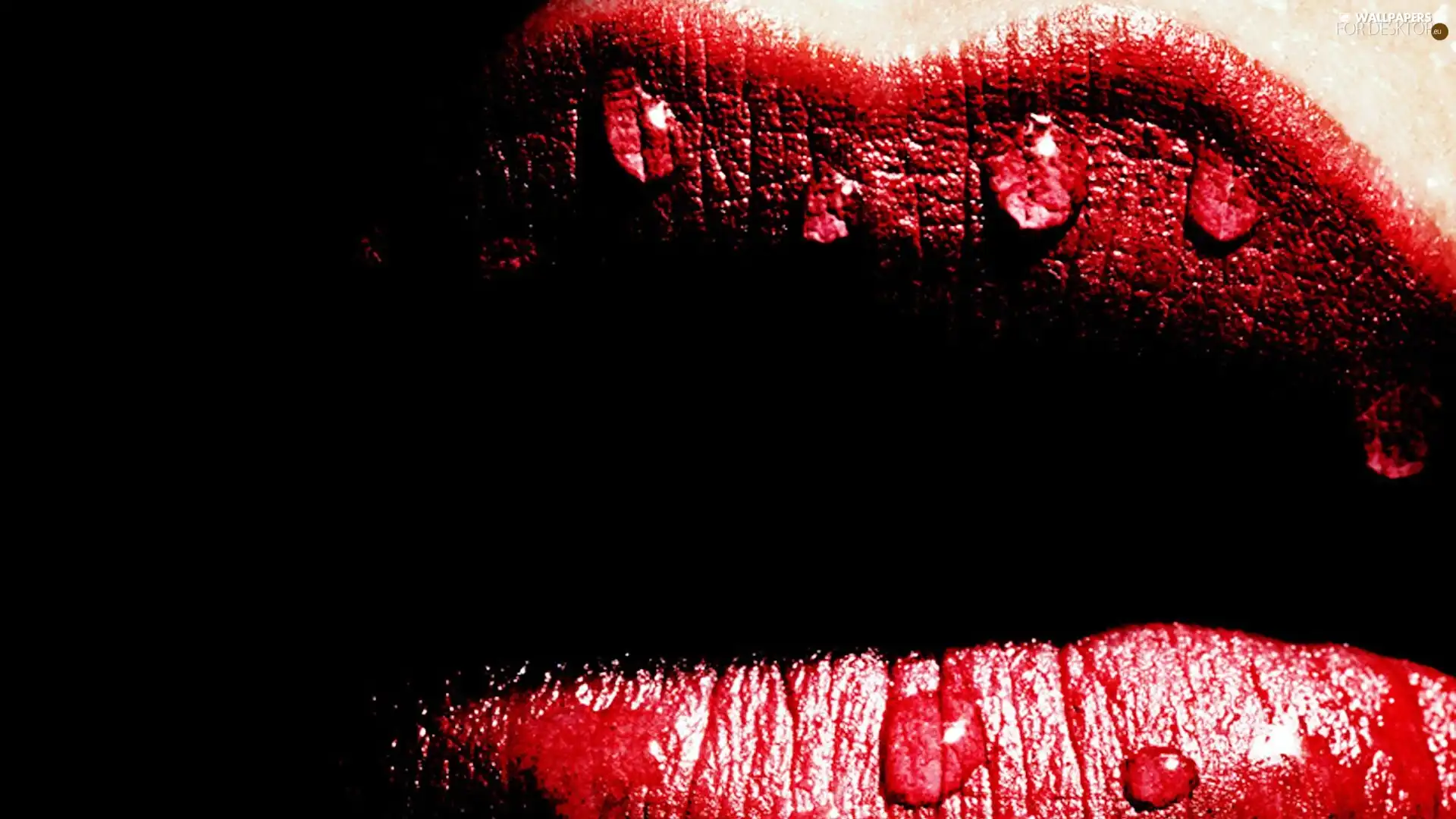 water, lips, drops