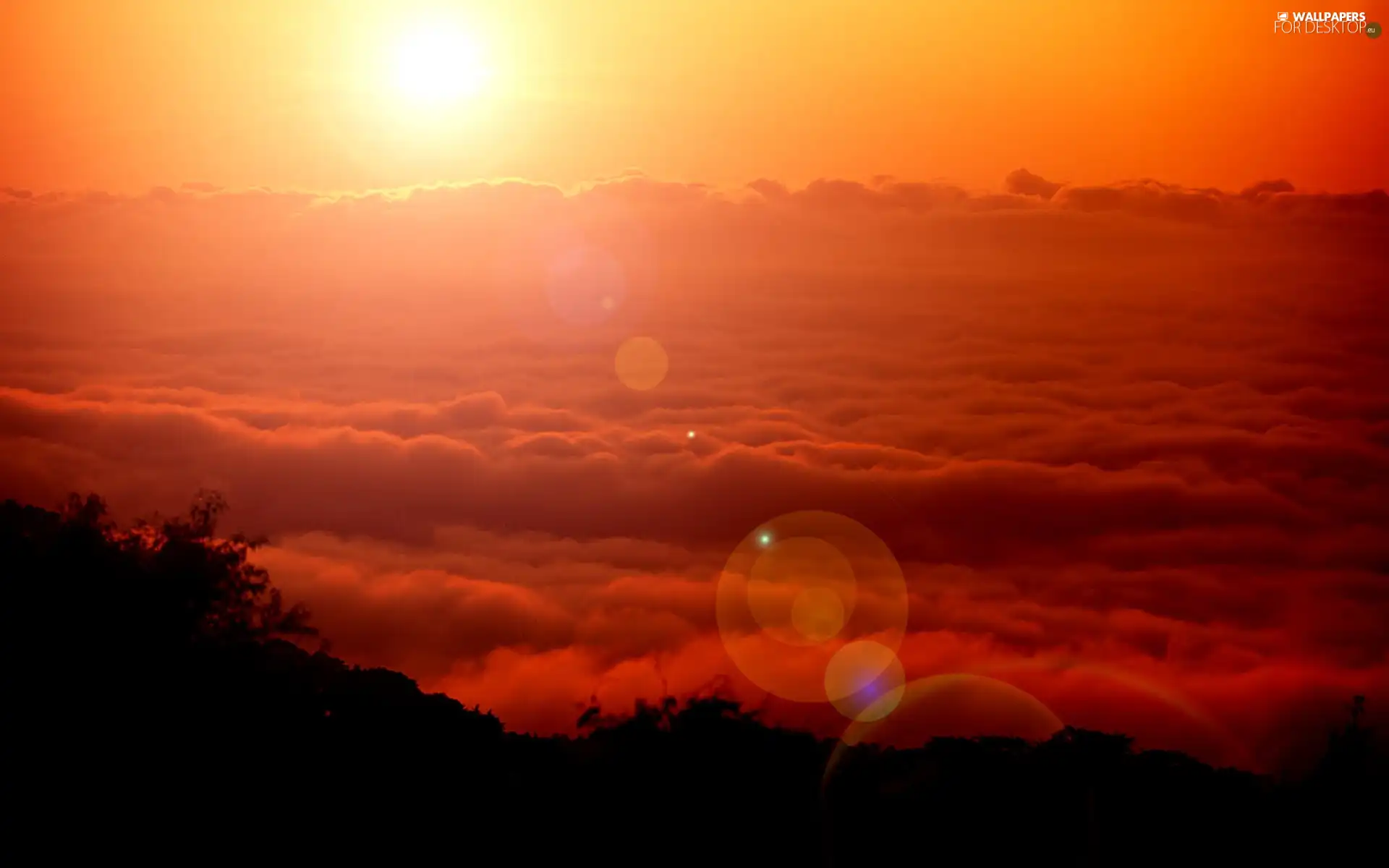 landscape, sun, west, clouds