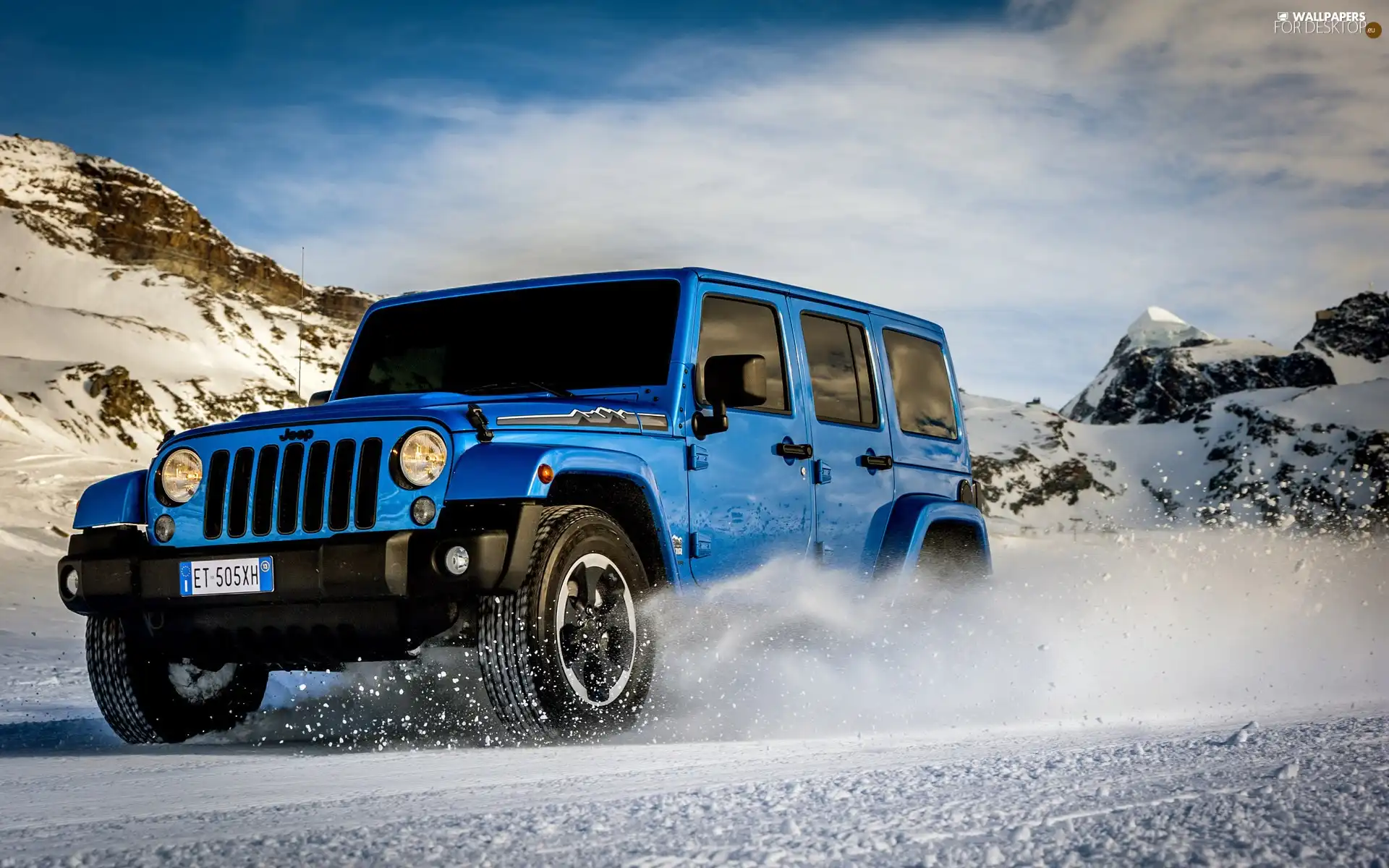 Jeep Wrangler, peaks, winter, Mountains