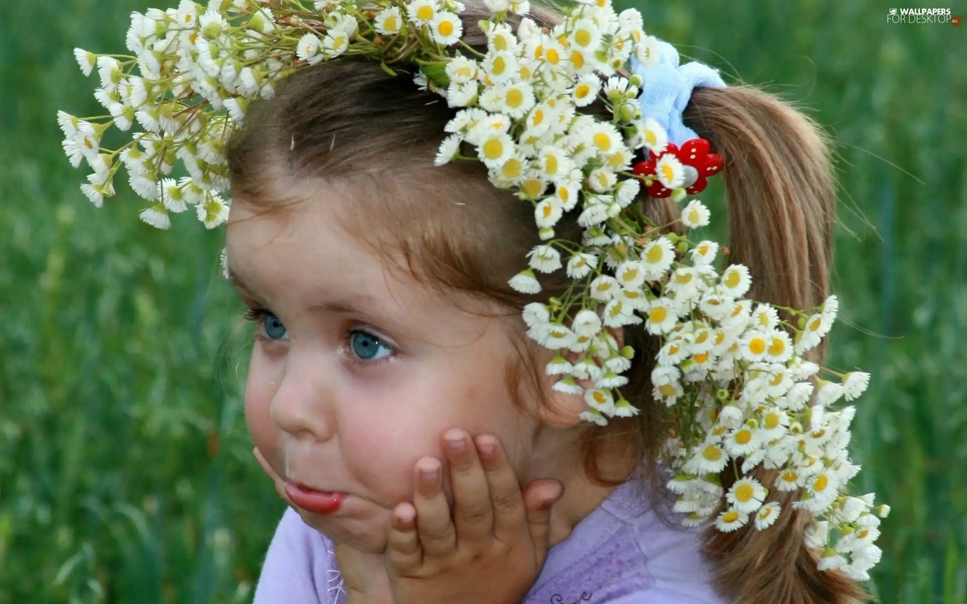 wreath, Surprised, girl